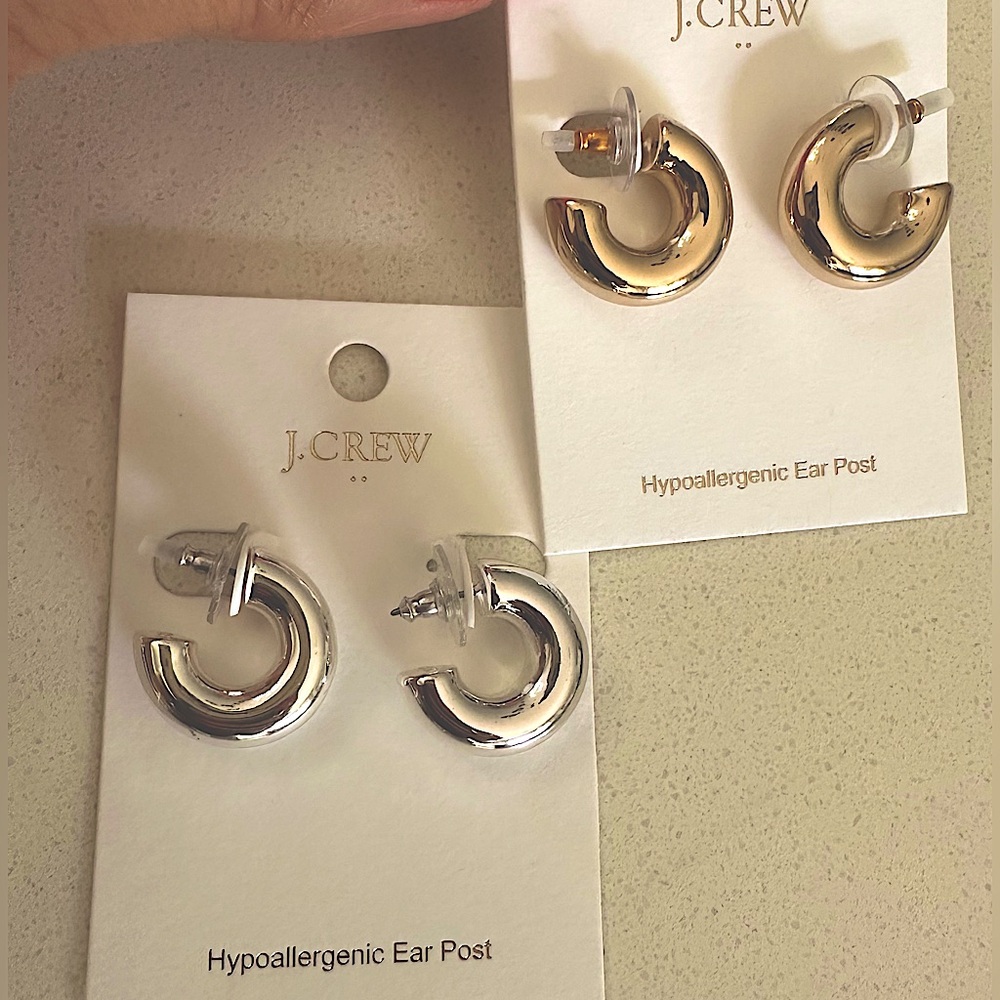 2 Sets of J. Crew earrings silver set and golden set NEW WITH TAG